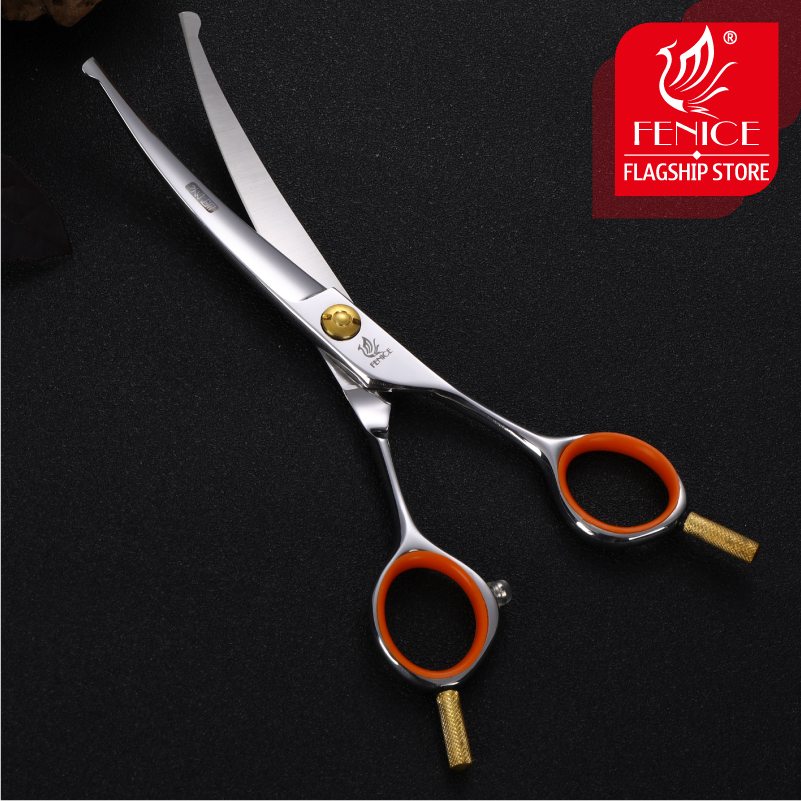 Fenice professional 4.75/5/6 inch safely round tips top pet cat grooming scissors curved trimming scissors for Face, Ear, Nose