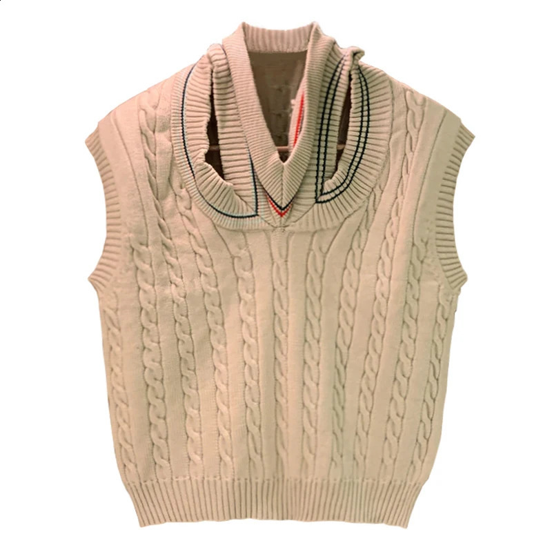 Sweater Vest Men Patchwork Leisure Loose All-match Streetwear Sleeveless Sweaters Vest Mens Chic Korean Style Teenss Y131 240726