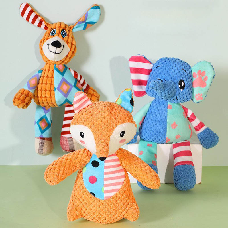Pet Plush Toy Cat Dog Interactive Teething Toys Cute Animal Style Bite Resistant Squeaky Teeth Cleaning Chew Toy Pet Supplies