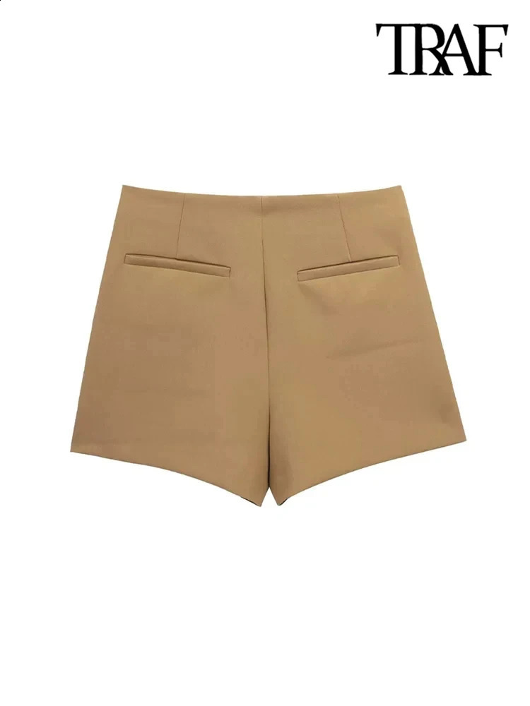 TRAF Women Fashion Pareo Style Asymmetric Shorts Skirts Vintage High Waist Side Zipper Female Skort Mujer y240827