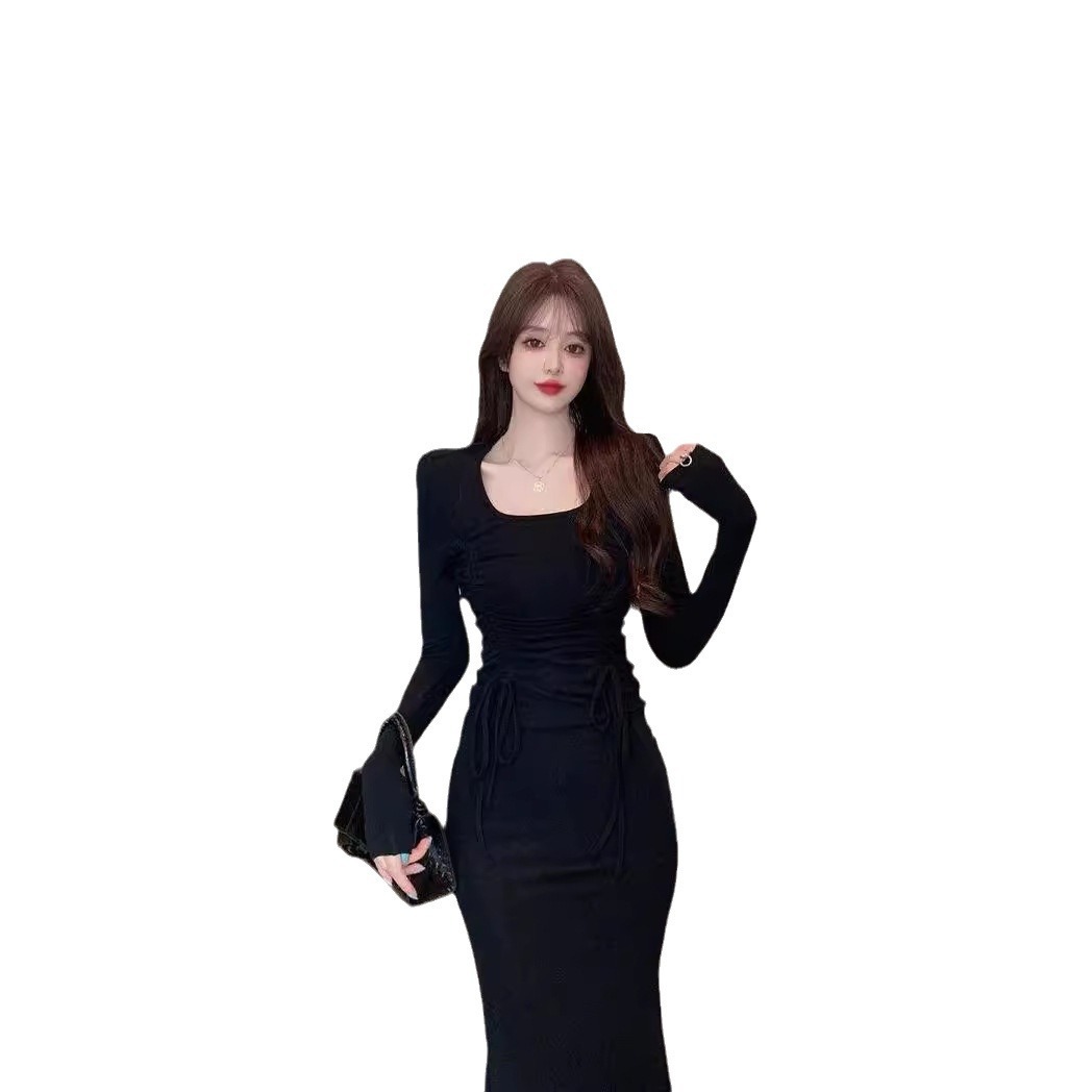 Sweet and Spicy Dress 2024 Autumn New French Temperament Slim Slim Black Long Fishtail Skirt Women's