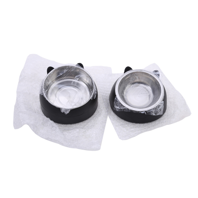 Stainless Cat Bowls Non-slip Base Pets Puppy Cats Food Drink Water Feeder Neck Protection Dish Pet Bowl 200ml 15 Degrees Tilted