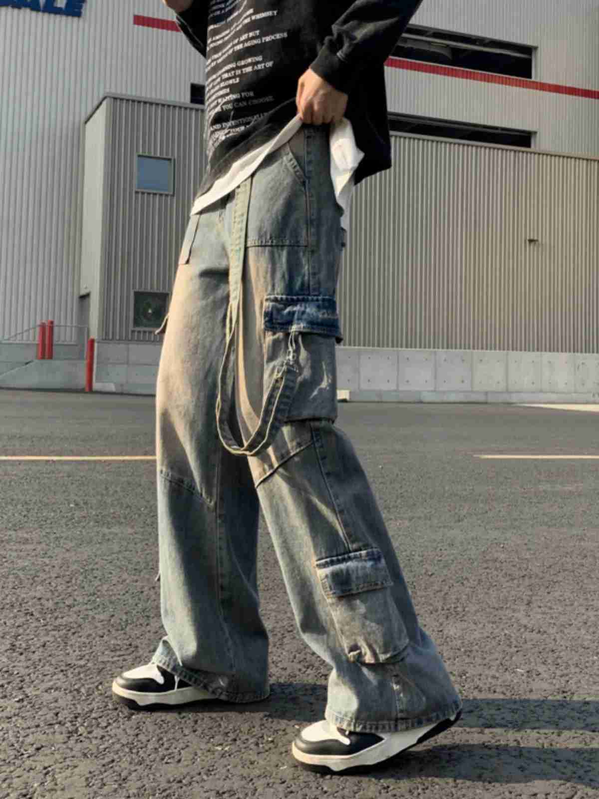 2025S Fashion Designer Men Spring Autumn New Hip Hop Loose Jeans Mens Streetwear Long Straight Trousers Male Oversized Baggy Denim Pants
