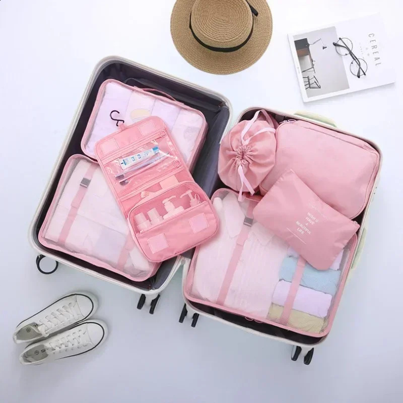 8-piece Set Travel Bag Organizer Clothes Luggage Travel Organizer Blanket Shoes Organizers Bag Suitcase Pouch Packing Cubes 240726
