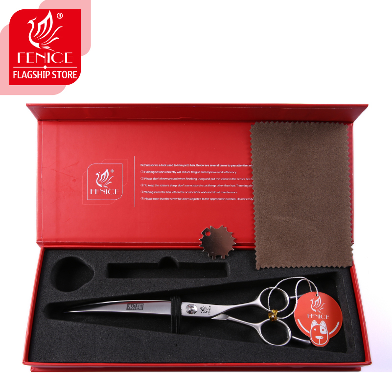 Fenice 6/6.5/7/7.5/8 inch Professional Curved 35° Pet Dogs Grooming Scissors Pets Hair Cuttings Shears tesoura tijeras