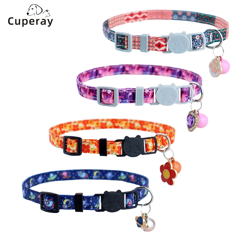 Boho Ethnic Cat Collar Adjustable Cat Collar with Bells and Delicate Pendants Loss Prevention Pet Collar for Kittens and Puppies