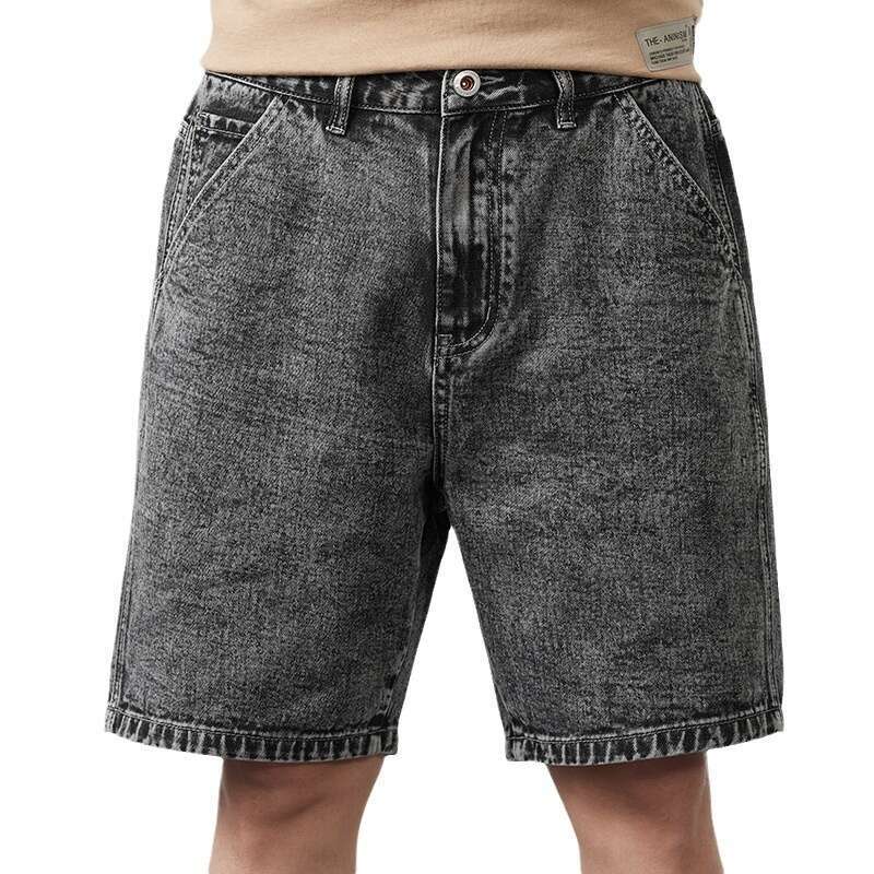 Cotton Denim Shorts Summer Thin Loose Trendy Brand 2024 New Casual Mens Five Quarter Pants Simplicity Breathable Nine Points Bound Feet Waterproof Tro
