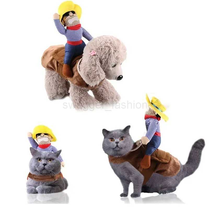 Pet Dog Cowboy Rider Clothes with Hat Cute Suit for Halloween Chrismas Festival Party Decorations Puppy Dogs Cosplay CostumeB270726