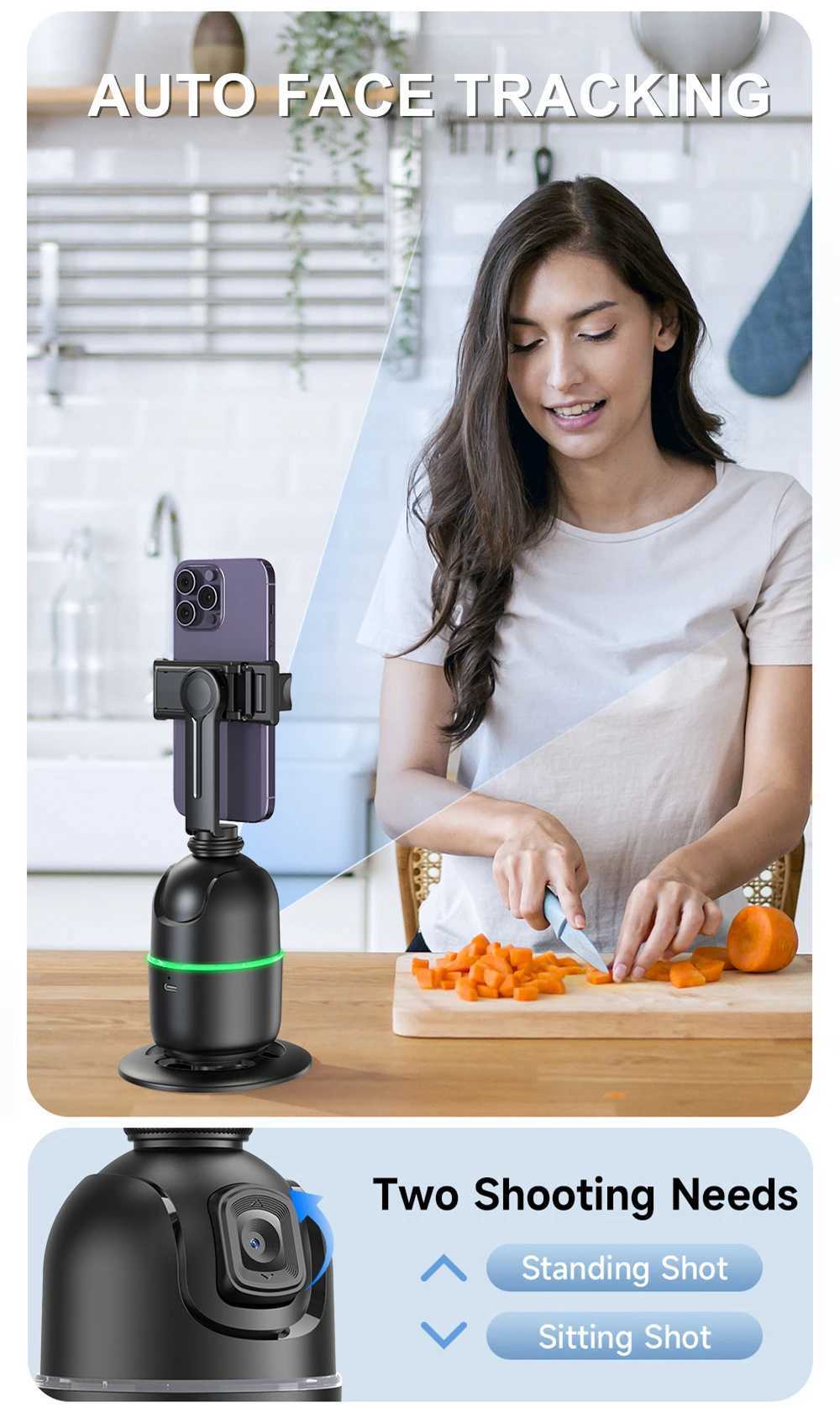 Desktop Atuo Face Tracking 360 Rotation Gimbal Gesture Control Stabilizer Bluetooth Selfie Stick Tripod for Mobile Video VlogM240719