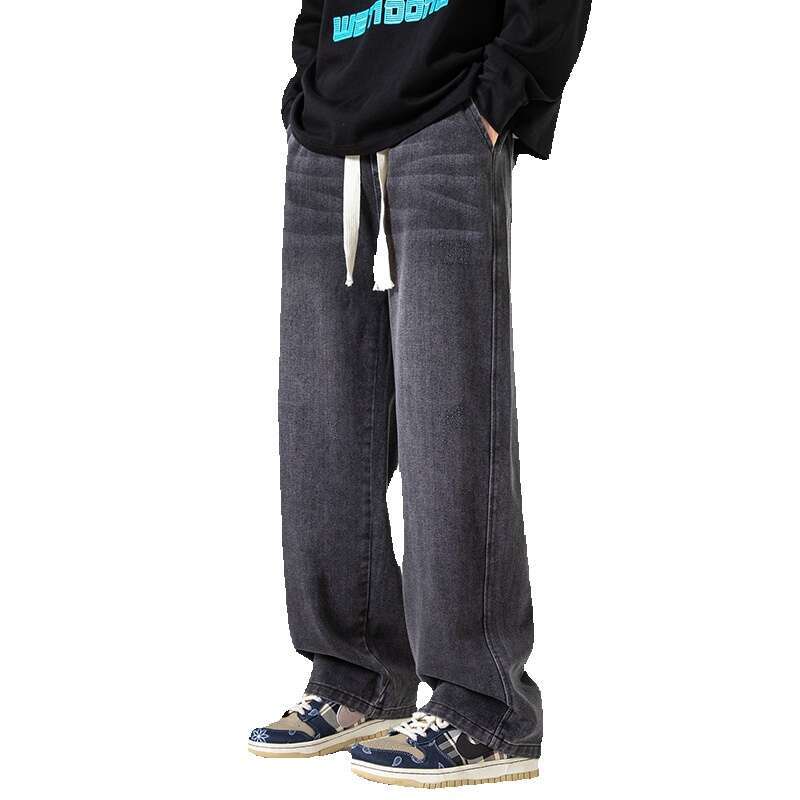 Jeans 2024 Autumn Straight Men Loose and Versatile Trend Wide Leg for Casual Long Pants College Style Overalls and Sweat Pants Unisex Men Pants Cotton