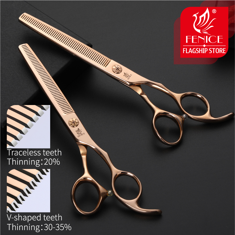 Fenice 6.5/7.0 inch Professional Pet Dog Grooming Scissors Dog Thinning Scissors Shears Animals Haircut Tools
