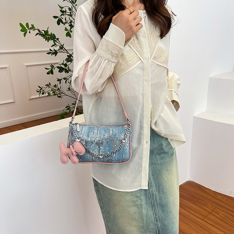 chain armpit French stick bag, women's 2024 new style, niche texture design, single shoulder handbag H726#35 ddmy 70d7