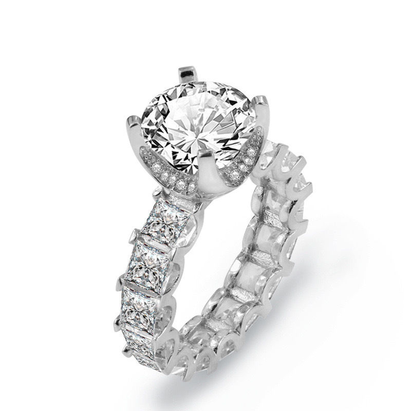 Size 5 10 Sparkling Handmade Wedding Rings Luxury Jewelry 925 Sterling Silver Round Cut White Topaz Lab Designer Moissanite Diamond Elegant Party Wome