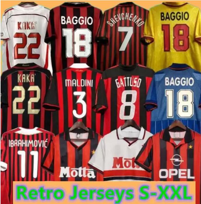 90 91Ac 2006 MIlans Retro shirts SOCCER JERSEYS 95 96 97 Gullit 01 02 03 12 14 15 Maldini Van Basten football KAKA Inzaghi 06 07 PIRLO SHEVCHENKO BAGGIO JERSEY