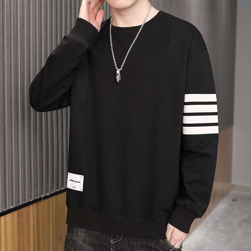 New Hoodie 2024 Autumn Korean Style Trendy Loose Solid Color Cotton Long Sleeved T-shirt Base Shirt Men's Clothing Polo Jacket Hoodies Designer W