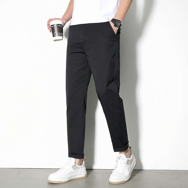 Casual for Men in Summer 2024 Ice Silk Thin Loose Straight Tube Breathable No Ironing Cropped Business Pants Mens Pants Pants Trousers Cartoon