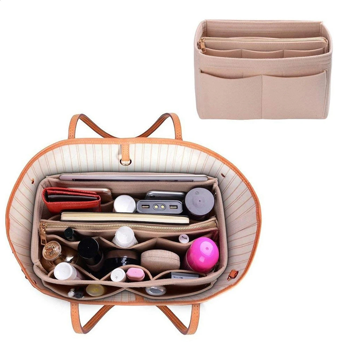 Make up Organizer Felt Insert Bag for Women Handbag Travel Inner Purse Portable Cosmetic Bags Large Capacity Purse Organizer 240726