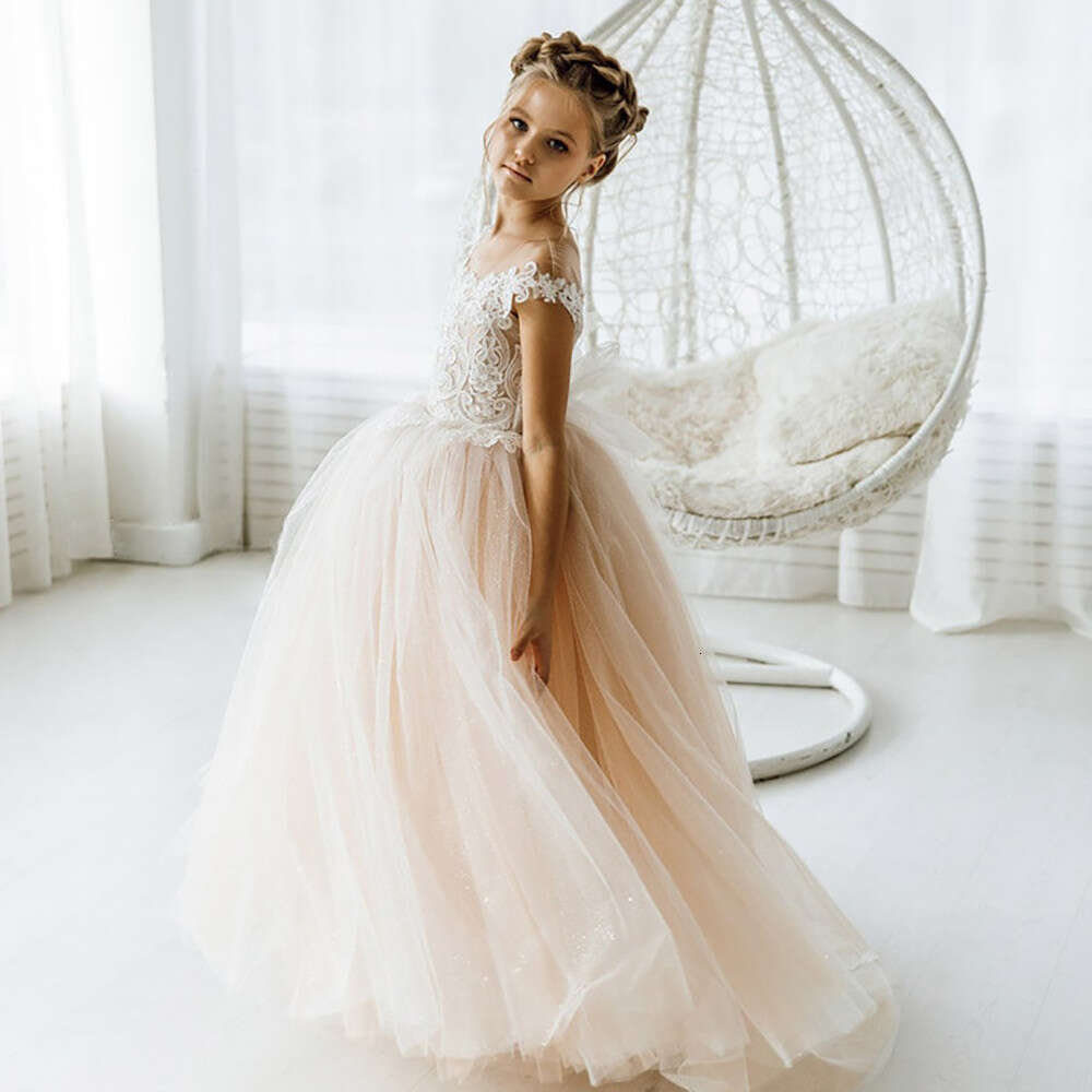 Dress Wedding Lace Tulle Backless Wer Girl Dresses Vintage Junior Bridesmaid Ball Gown First Communion 4 To 8 Years 0220