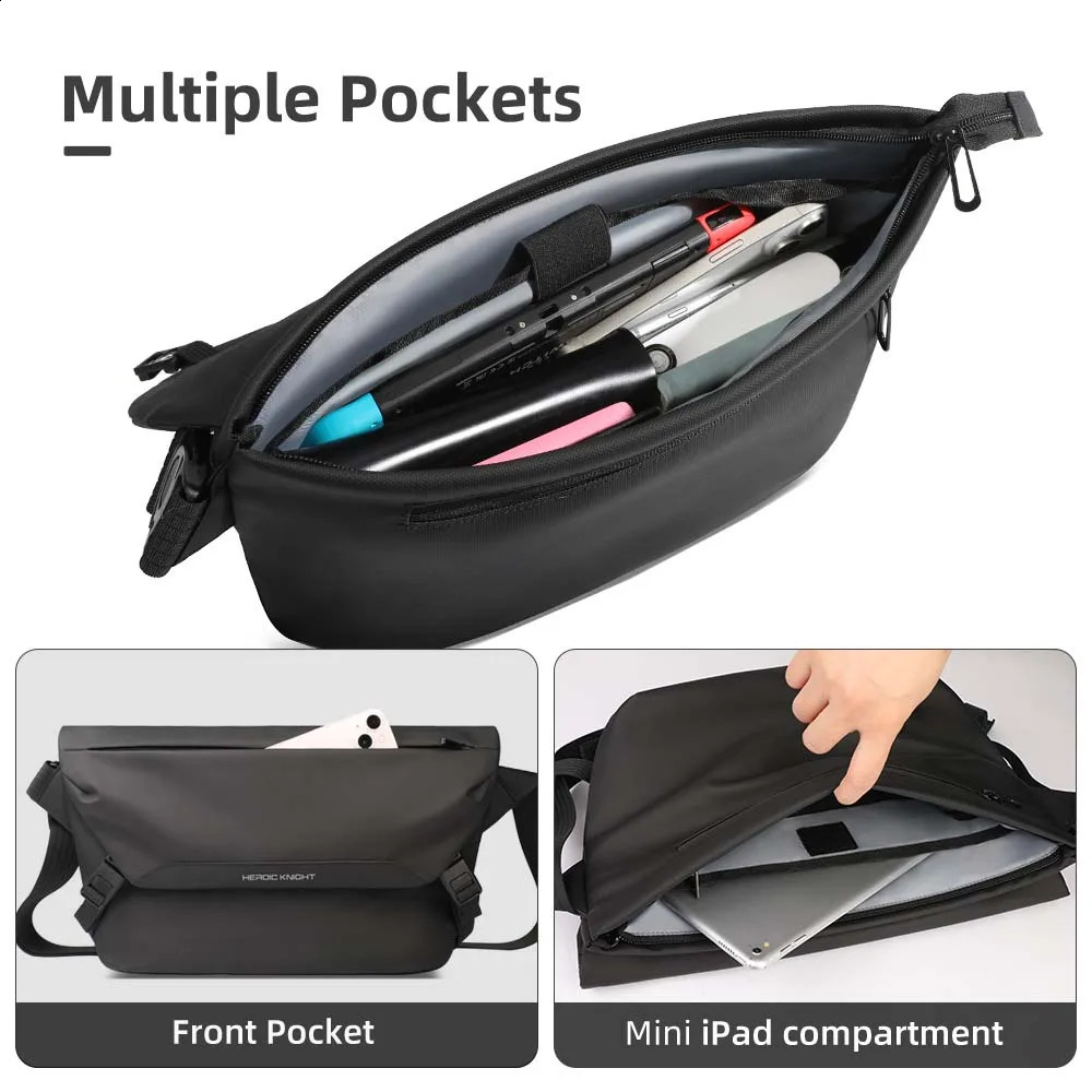 HK Water Repellent Messenger Bag Men Bags Casual Shoulder Crossbody Bags Fit 11 inch Ipad Fashion Outdoor Cycling Side Bag Male 240829