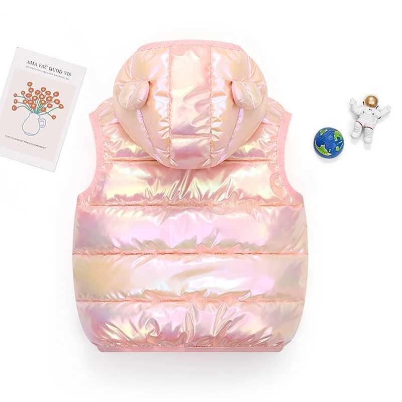Autumn and winter childrens vest 2023 new fashion sleeveless jacket for girls and boys hooded vest jacket for 2-6 years childrens clothingW240724