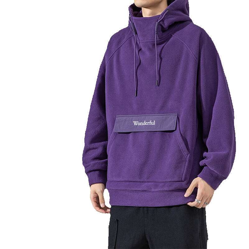Polar Fleece Hooded Sweatshirt Men's 2024 Autumn and Winter New Outdoor Trendy Brand Solid Color Pocket Couple Casual Jacket Hoodies Designer Men