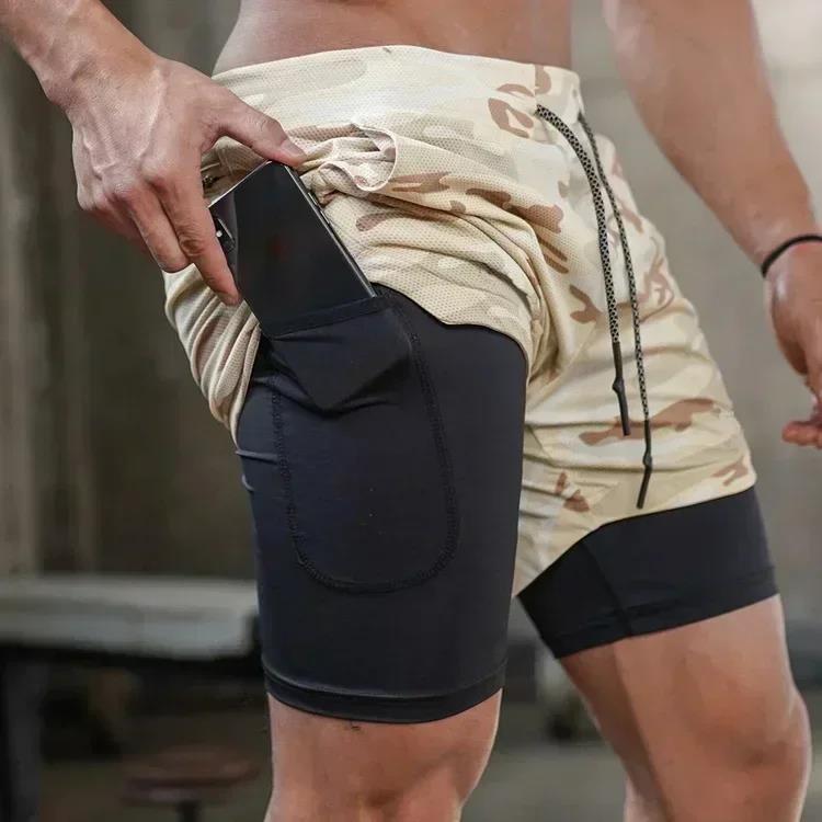 Men's Shorts Summer Men Running Fitness Gym Training 2 In 1 Sports Quick Dry Workout Jogging Double Deck Sports And Fitness Shorts