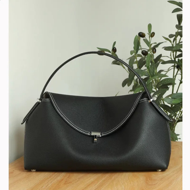Temperament large-capacity bucket high-grade solid color soft fashion one shoulder leather tuote bag woman 240726