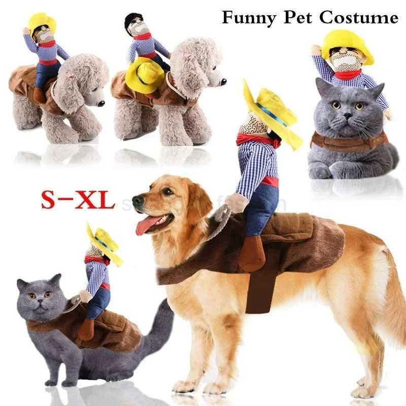 Pet Dog Cowboy Rider Clothes with Hat Cute Suit for Halloween Chrismas Festival Party Decorations Puppy Dogs Cosplay CostumeB270726