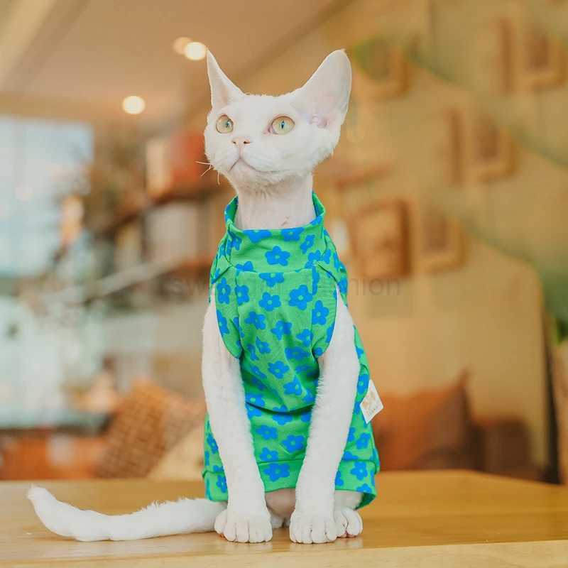 Fresh Floral Printing Sphynx Hairless Cat Clothes for Cat Devon Rex Conis Cat Costume Kitten Outfits Sphynx Dress Pet SupplierB270726