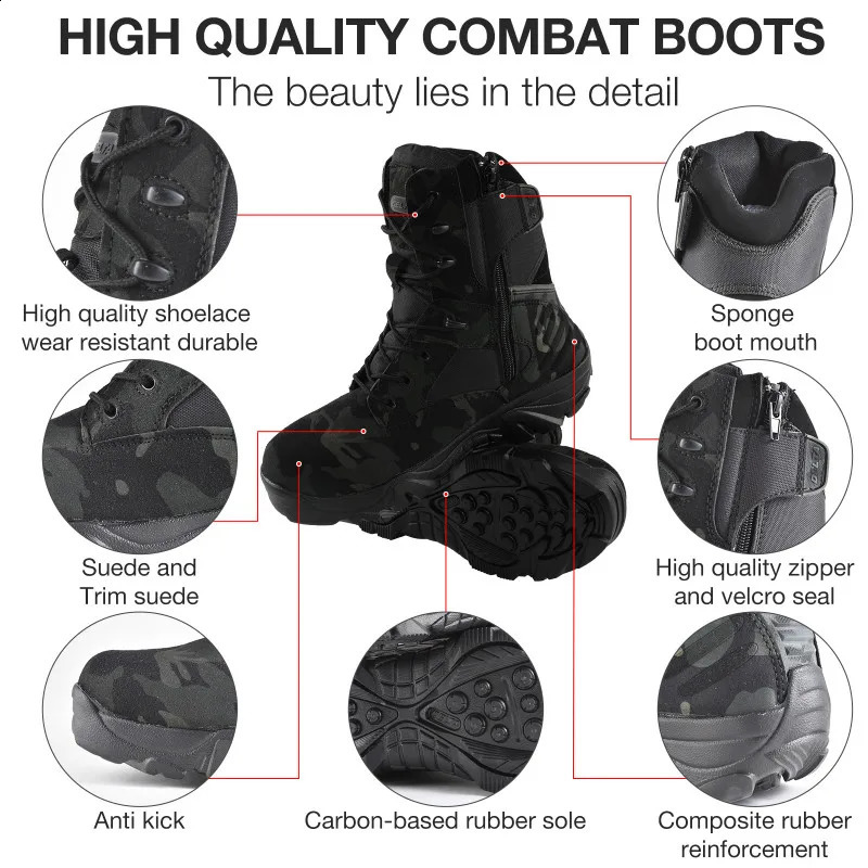 Camouflage Men Boots Work Safty Shoes Men Desert Tactical Boots Autumn Winter Special Force Ankle Boots Men 240926