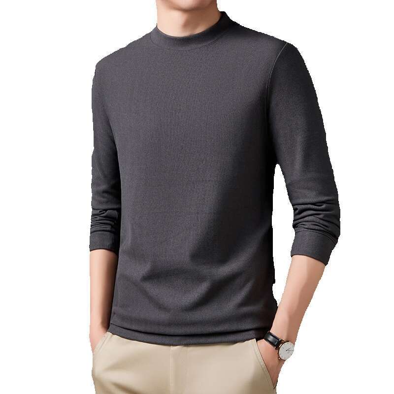 Half High Collar Men's Bottom Sweater 2024 Autumn New Youth Nano Velvet Korean Version Long Sleeved T-shirt Solid Color Hoodie for Men Sweatshirt