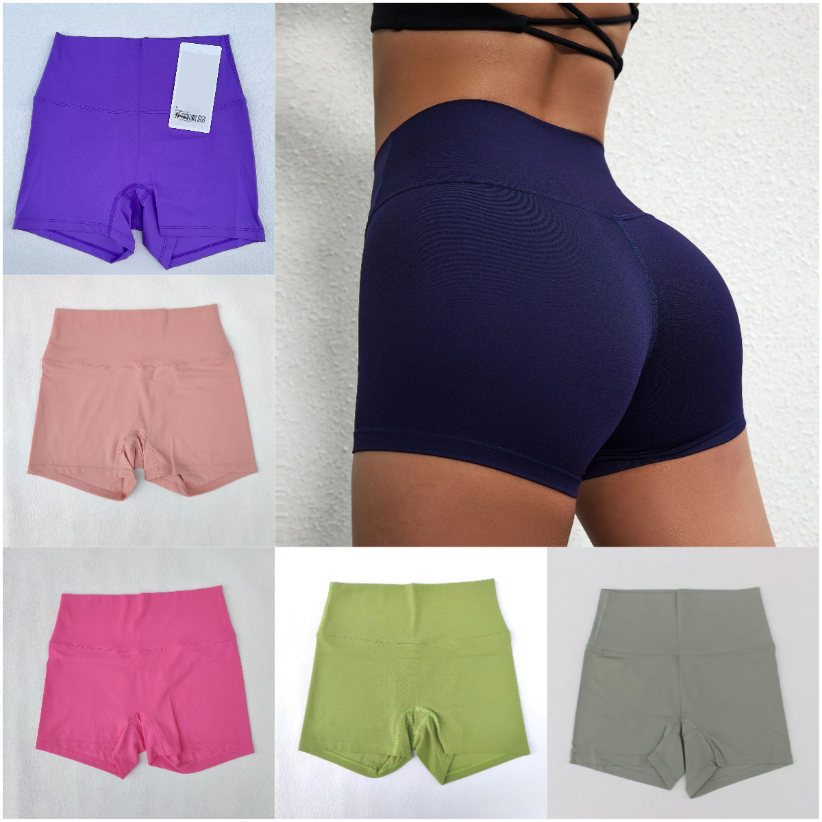 Sexy Nylon Fabric Yoga Shorts High Waist Womens 4.5" short tights Sports Fitness Naked feel Squat Proof Running Gym Workout Compression Exercise Pants free shipping