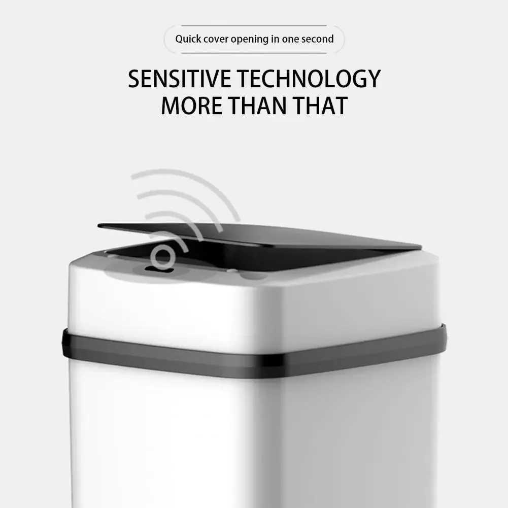 Kitchen Trash Bin 13L Bathroom Touch Trash Can In The Toilet Smart Garbage Bucket Waste Bins Dustbin Smart Trash Can Box HolderB240726