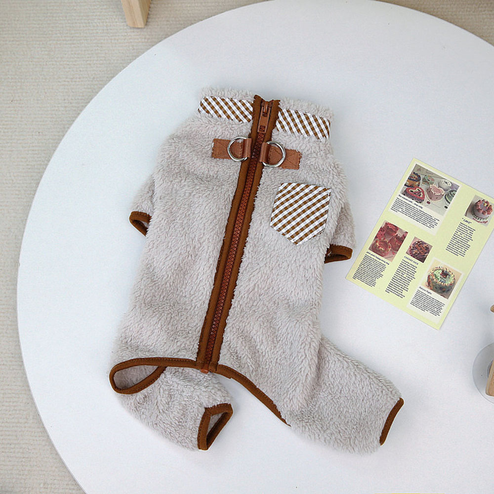 Soft Warm Fleece Dog Jumpsuit Winter Pet Dog Jacket with Zipper for Small Dogs Puppy Clothes Onesies Coat French Bulldog Outfit