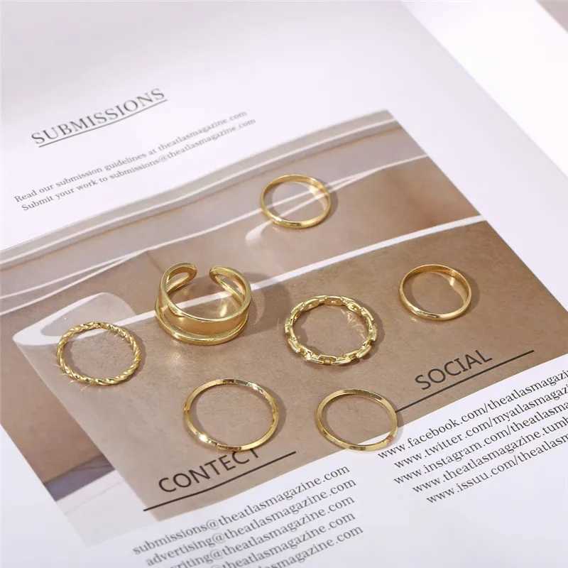 Golden metal ring set womens hollow circular open finger ring womens party wedding jewelry gift hot selling W24080258