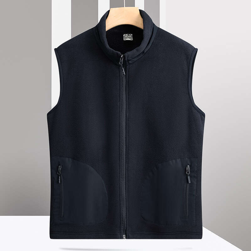 Polar Outdoor Fleece Vest Men, 2024 Autumn and Winter Windproof Standing Collar Top, Warm Cardigan, Camisole Jacket for Men Hoddies Designer Pink Hood