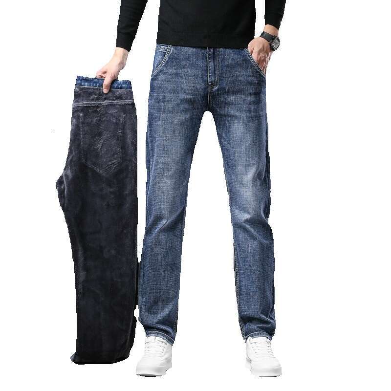 2024 New Jeans Autumn Winter with Thick Velvet Loose Straight Tube Simple and Trendy Brand Mens Casual Long Pants Straight Tube Gold Velvet Pants