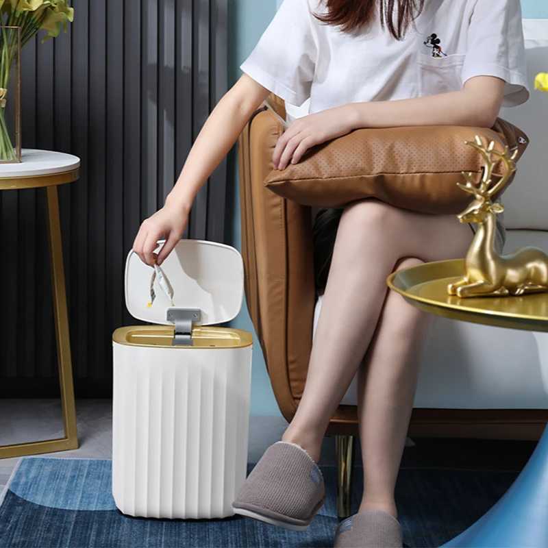 5/12/15L Smart Trash Can Kitchen Bathroom Trash Can Smart Sensor Automatic Waterproof Large capacity office Toilet WastebasketB240726