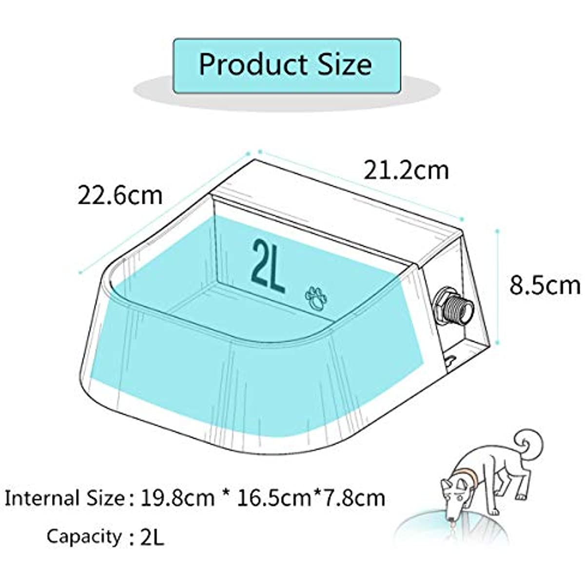 High Capacity Pet Dog Bowl Floating Ball Automatic Water Drinker Pet Storage Bowl Animal Feeder 2L Automatic Water Feeder Bowl