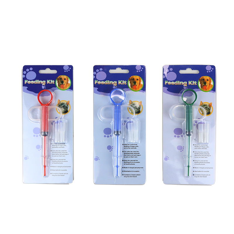 2 Heads Pet Syringe Tablet Pill Gun Piller Push Dispenser Medicine Water Milk Syringe Dog Cat Tube Feeder Dog Cat Accessories