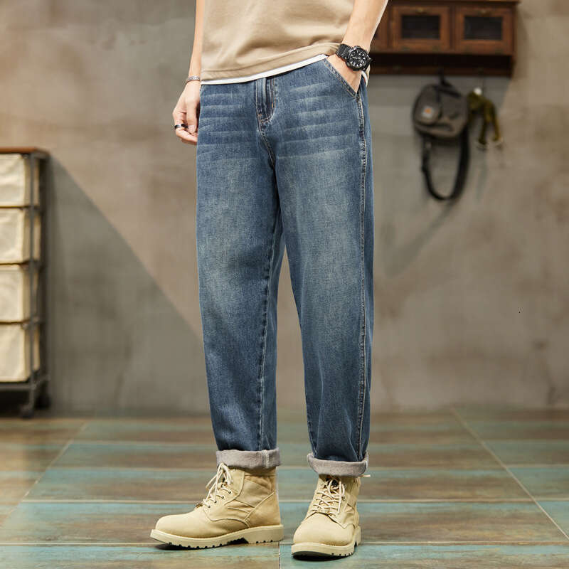 Jeans 2024 Spring and Autumn Straight Leg Loose Casual Korean Version Trend Versatile Oversized Pants Mens Fashion Brand College Style Pants Trousers 