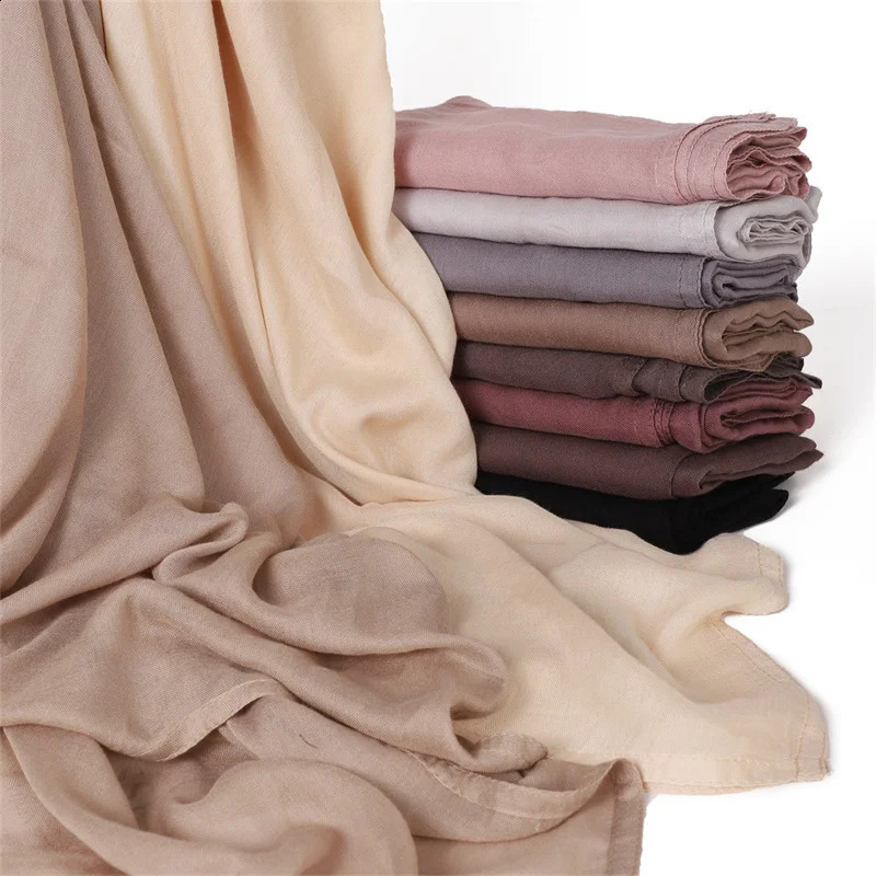 Ramadan Solid Color Big Size Cotton Rayon Hijab Scarf Women Muslim Headscarf Wraps Shawls Femme Musulman Headband Islamic Turban 240717