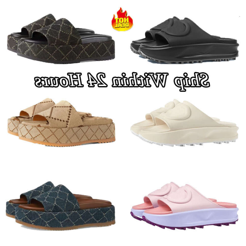 gg Gucci Designer Sandals Slippers Top quality Womens Summer platform flat Slides Rubber Thick sole heels Men Women Shoes Macaron embossed slides Big size 35-45 ZWBW