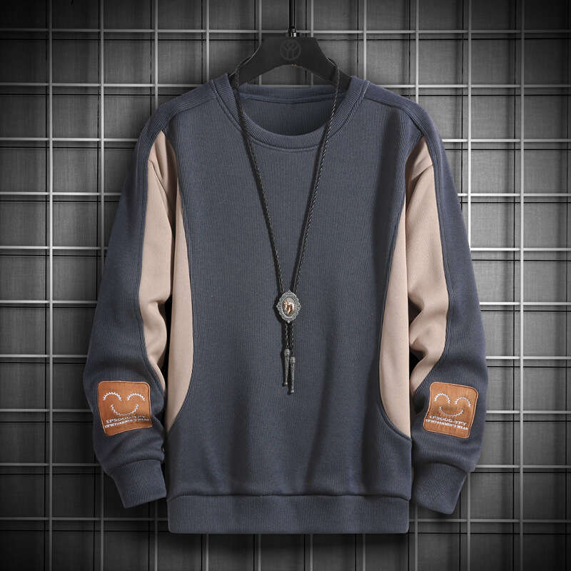 Round Neck Sweater Men's Autumn/winter 2024 Casual Long Sleeved T-shirt New Korean Trend Plush Versatile Loose Top Designer Hoodie Mens Fashion S