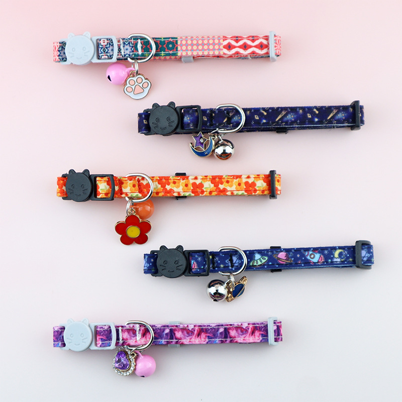 Boho Ethnic Cat Collar Adjustable Cat Collar with Bells and Delicate Pendants Loss Prevention Pet Collar for Kittens and Puppies