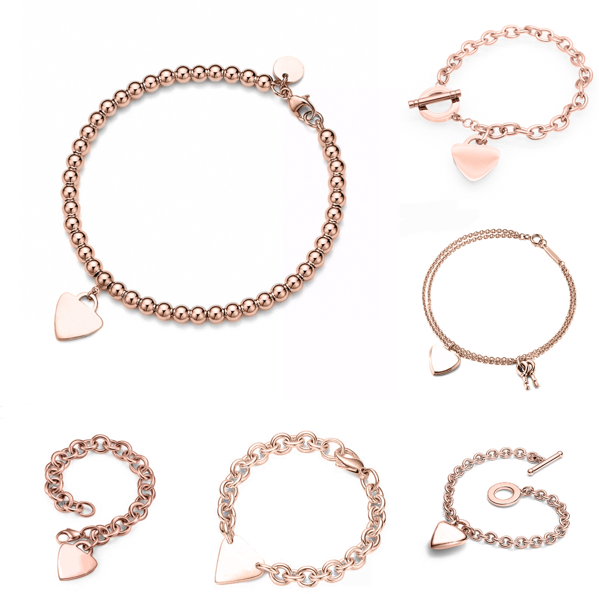 Designer juif pour femmes bracelet cardiaque or juif juif rose plaqué en acier inoxydable bijoux de la mode de qualité supérieure bracelets charm