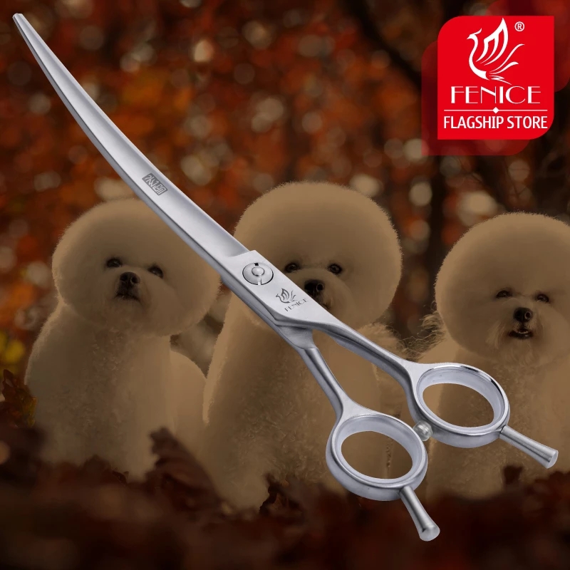 Fenice 7.5 inch JP440C Dog Grooming Curved Blade Scissors Upward Scissors Pet Dog Grooming Scissors Shears Pet Scissors Product
