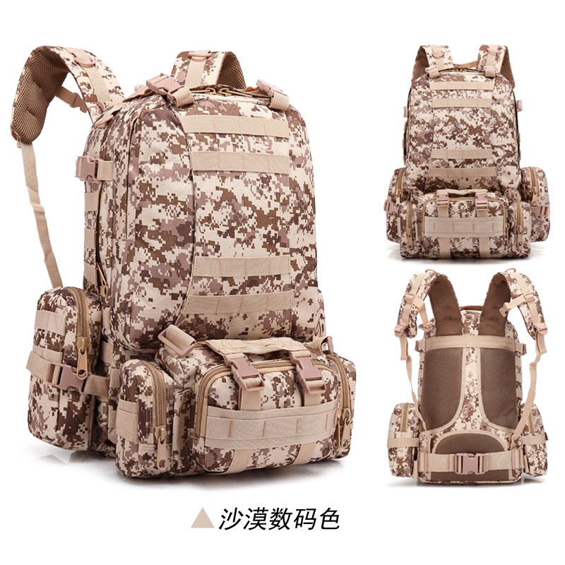 Oxford cloth multi-functional outdoor mountaineering combination backpack march camouflage travel large capacity tactical backpack for men