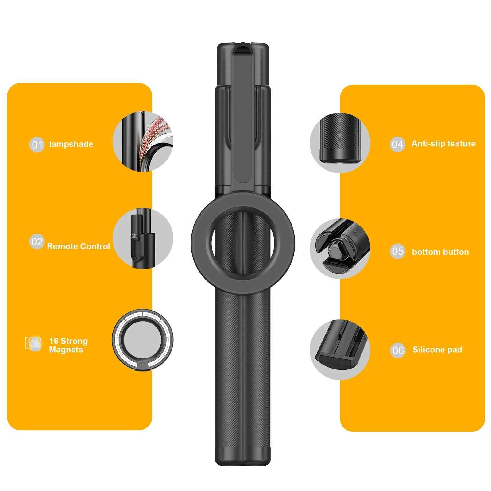 1.335M Magnetic Selfie Stick Tripod with Wireless Remote Phone Stand Portable Tripod for Phone Smartphone Live BroadcastM240719