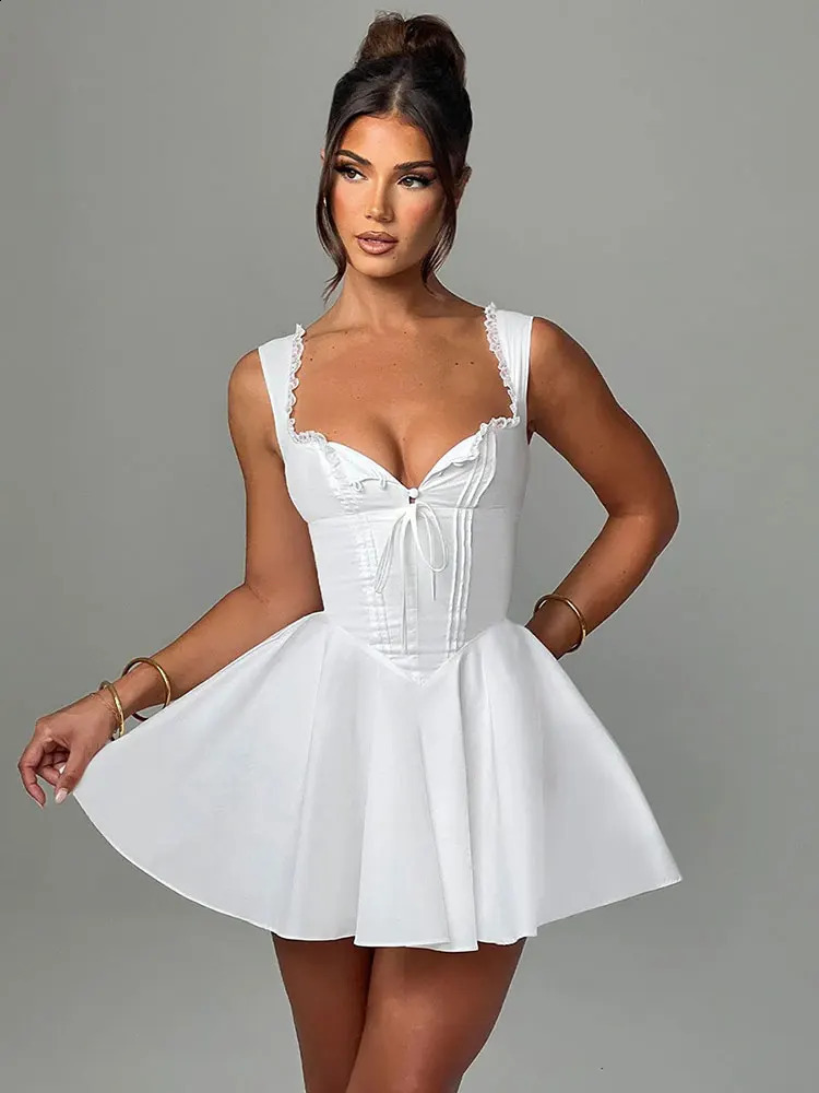 GACVGA Elegant Lace-up Backless Sexy Mini Dress For Women 2024 Summer Streetwear Sleeveless Club Party A-line Dress 240726